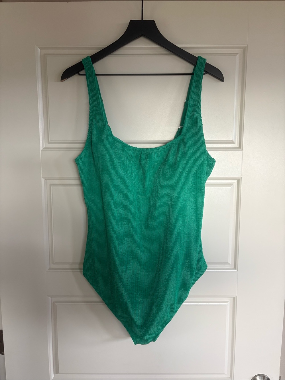 Shade & Shore Bright Green Textured Scoop One-Piece Swimsuit